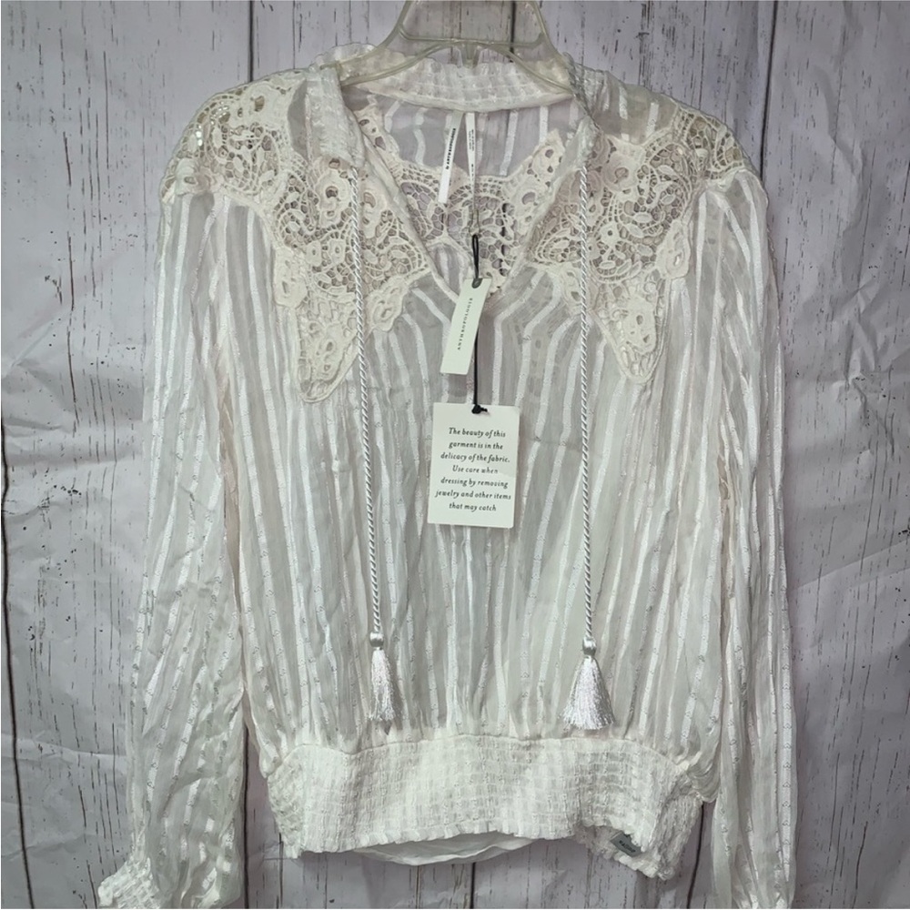 🔥NWT🔥 ANTHROPOLOGIE  MOIRA IVORY PEASANT LACE BLOUSE